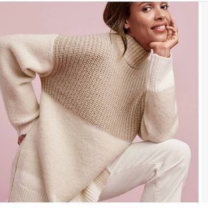 Ann Taylor mock neck color block tunic sweater